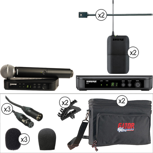 Shure BLX Complete 2-Channel Vocal Wireless Kit with Omnidirectional Lavaliers (H8: 518 - 542 MHz)