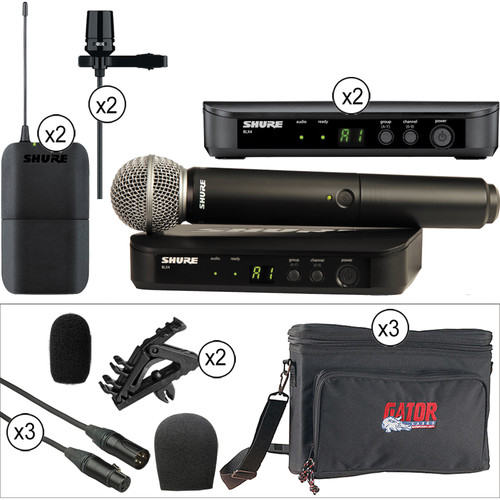 Shure BLX Handheld and Dual Lavalier with Accessories Wireless Kit (K12 : 614 - 638 MHz)