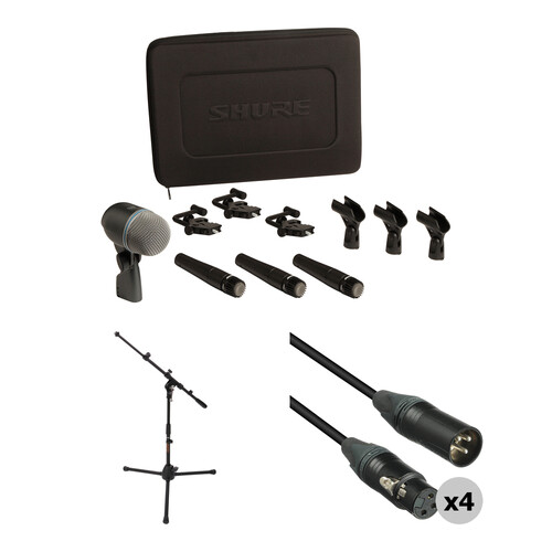 Shure DMK57-52 Drum Mic Kit for Live Settings with Stand and 4 Cables