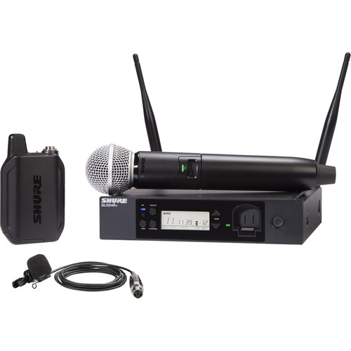 Shure GLXD24R+ 1-Person Wireless Combo Microphone Rack System (Z3: 2.4 / 5.8 GHz)