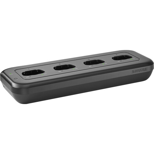 Shure MXWNDX4 Networked 4-Bay Charging Station for MXW neXt Bodypack, Handheld & Boundary Wireless Microphone Transmitters