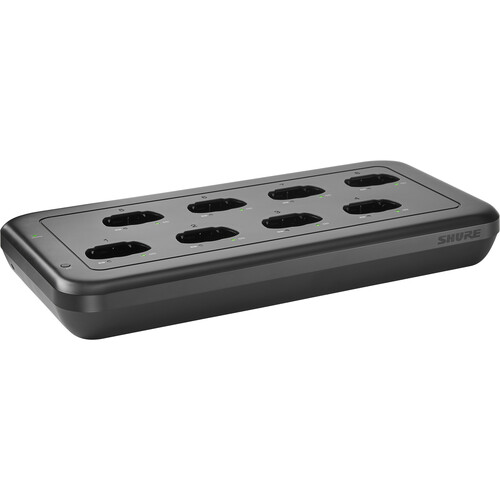 Shure MXWNDX8 Networked 8-Bay Charging Station for MXW neXt Bodypack, Handheld & Boundary Wireless Microphone Transmitters
