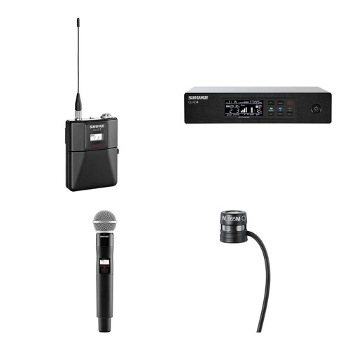Shure QLXD14/85 Digital Wireless Cardioid Lavalier and Handheld Microphone System Kit (J50A: 572 to 608 + 614 to 616 MHz)