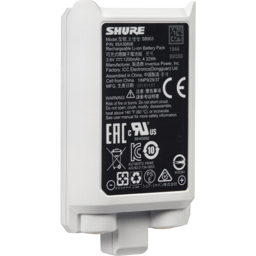 Shure SB903 Rechargeable Lithium-Ion Battery for SLX-D Transmitters (10-Pack)
