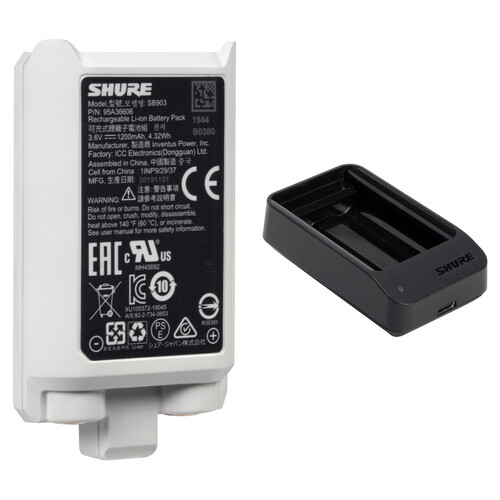 Shure SB903 Rechargeable Lithium-Ion Battery for SLX-D Transmitter Kit with Single-Battery Charger