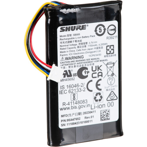 Shure SB906 Battery for neXt 2 MXW1X Hybrid Bodypack or MXW6X Boundary Mic
