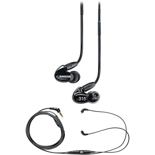 Shure SE315 Sound-Isolating Earphones and Music Phone Accessory Cable Kit (Black)