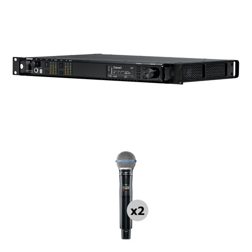 Shure AD4D-US Axient Digital Dual-Channel Wireless Microphone System with Two AD2/B58A Handheld Transmitters (G57: 470 to 616 MHz)