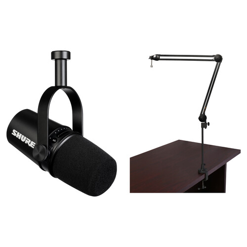 Shure MV7 Podcast Microphone Kit with Broadcast Arm (Black)
