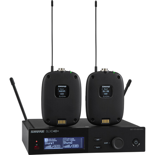 Shure SLXD14D+ Dual-Channel Digital Wireless Bodypack System with No Mics (G57: 470 to 608 MHz)