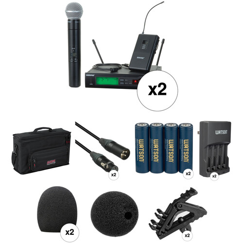 SHURE SLX4 SLX1 SLX2 ワイヤレスシステムセット　2 Shure SLX 2-Person Wireless Combo Microphone System (G4: 470 to