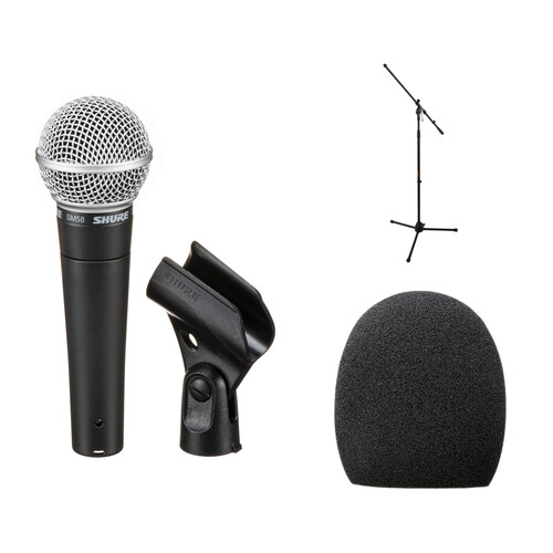Shure SM58 Handheld Dynamic Microphone Kit with Stand, Cable &
