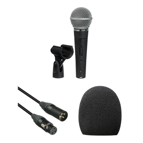 Shure SM58S Microphone, Windscreen, and Cable Kit B&H Photo