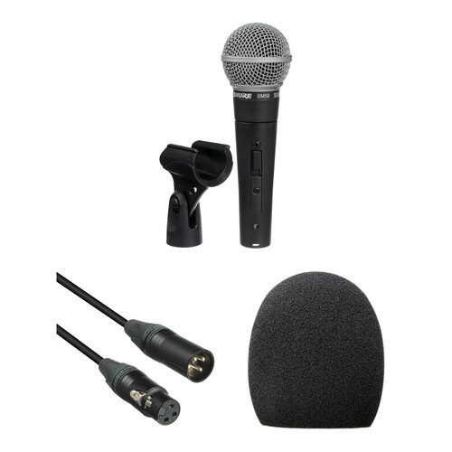 Shure SM58S Microphone, Windscreen, and Cable Kit B&H Photo
