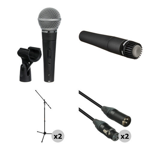 Shure SM58S & SM57-LC Mics, Stands, and Cables Kit B&H Photo
