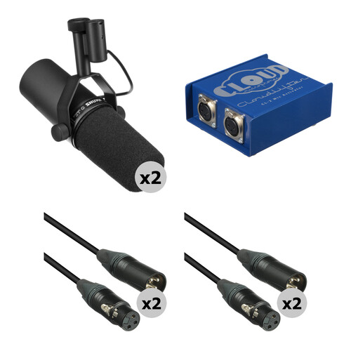 Shure SM7B Vocal Microphone Kit with Cloudlifter and Cables (2-Person)
