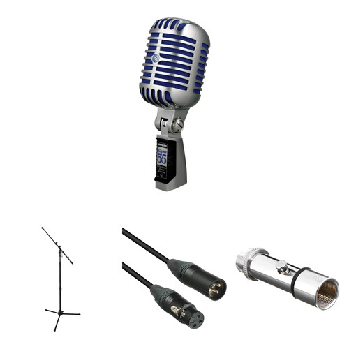 Shure Super 55 Deluxe Vocal Microphone Kit (Chrome with Blue