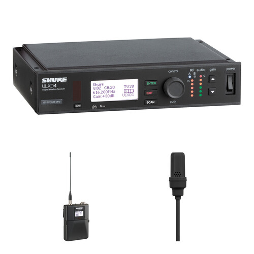 Shure ULXD Single-Channel Cardioid Subminiature Lavalier Wireless Microphone with Bodypack and Receiver Kit (G57: 470 to 608 MHz, G50: 470 to 534 MHz)