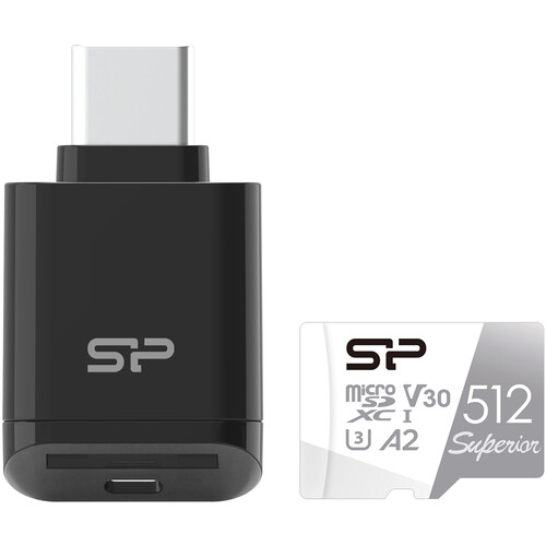 Silicon Power 512GB Superior UHS-I microSDXC Memory Card with SD Adapter and Card Reader