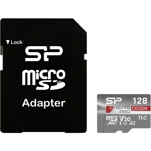 Silicon Power 128GB CreatePro CR30M UHS-I microSDXC Memory Card with SD Adapter