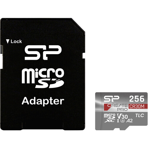 Silicon Power 256GB CreatePro CR30M UHS-I microSDXC Memory Card with SD Adapter