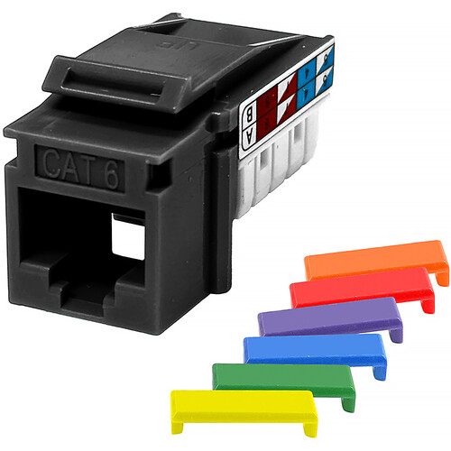 Simply45 Cat6 90° Unshielded Keystone Jack (Black, 50-Pack)
