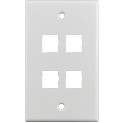 Simply45 S45-3204W 4-Port Single-Gang Keystone Wall Plate (White)