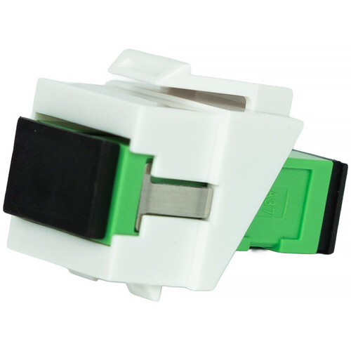 SimplyFIBER Simplex SC/APC to SC/APC Single-Mode Fiber Optic Keystone Jack with Shutter (Green / White)