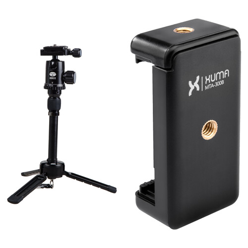 Sirui 3T-35K Table Top Tripod (Black) and Xuma Smartphone Mount Kit