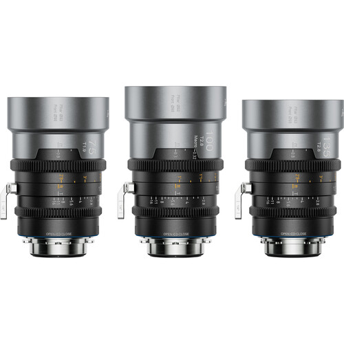 Sirui IronStar Series 75, 100 & 135mm T1.9/2.8 Full-Frame Anamorphic Lens Set (ARRI PL/Canon EF, Blue Flare)