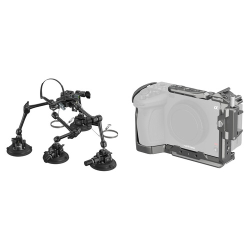 SmallRig SC-15K 4-Arm Suction Cup Camera Mount with Quick Release Cage Kit for Sony FX3 and FX30