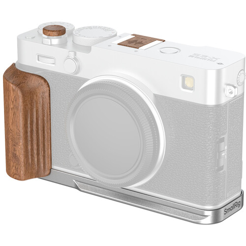 SmallRig L-Shaped Mount Plate with Rosewood Wooden Handle for FUJIFILM X-E5 (Silver)