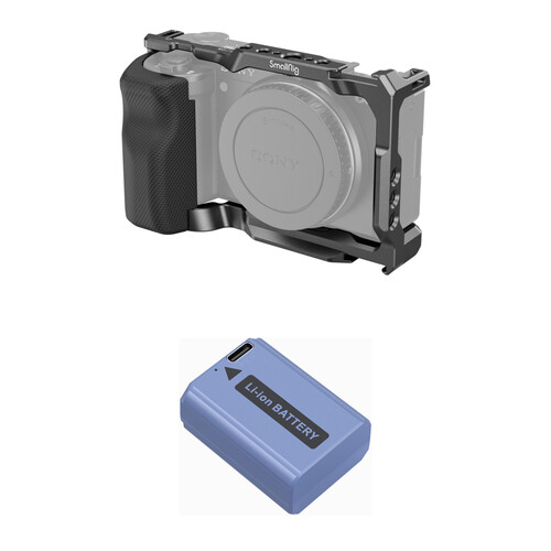 SmallRig Camera Cage + NP-FW50 USB-C Battery Kit for Sony ZV-E10 (Blue)