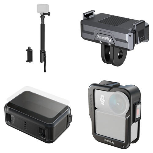 SmallRig Selfie Stick, Magnetic Adapter, Screen Protector & Full Camera Cage Kit for Select DJI Osmo Cameras