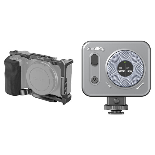 SmallRig Camera Cage + Vibe P96 Pro Mini LED Light for Sony ZV-E10