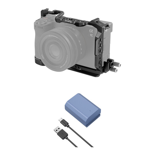 SmallRig Full Camera Cage + NP-FZ100 USB-C Battery Kit for Sony a7C II & a7CR