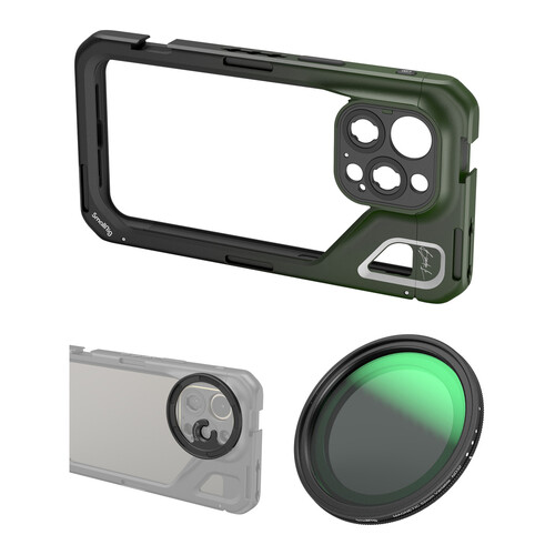 SmallRig Mobile Video Cage for iPhone 15 Pro Max with 52mm Magnetic VND Filter and Adapter Ring Kit