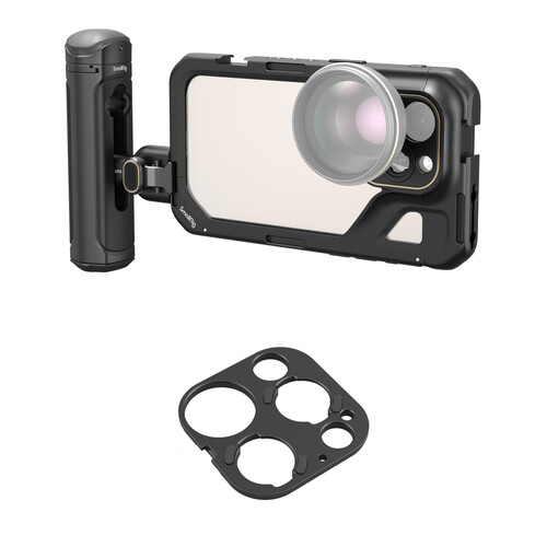 SmallRig Mobile Video Cage Kit with Single Handle for iPhone 15 Pro with T-Series Lens Backplate Kit