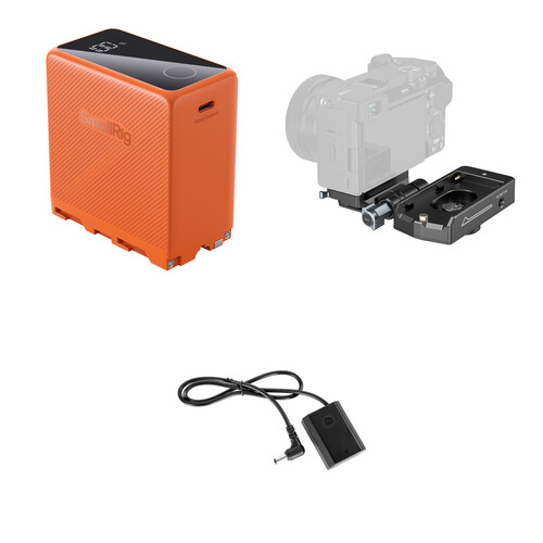 SmallRig NP-F970 USB-C Battery, FZ-100 Dummy Battery + Adapter Plate Kit (10,500mAh, Orange)