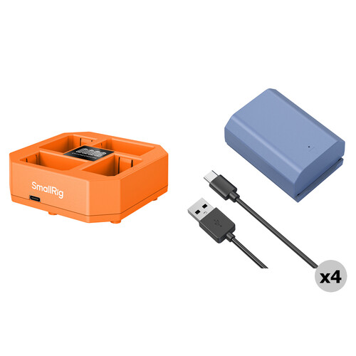 SmallRig P-FZ100 USB-C 4-Battery Kit and Quad Charger (Blue/Orange)