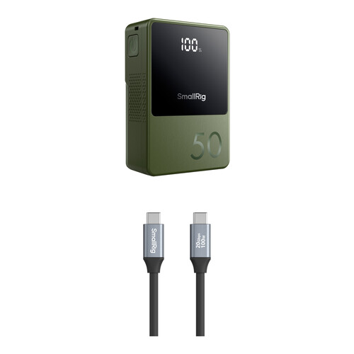 SmallRig VB50 Mini V-Mount Battery + USB-C Cable Kit (50Wh, Green)