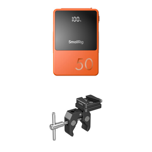 SmallRig VB50 Mini V-Mount Battery + Crab-Style Clamp Kit (50Wh, Orange)
