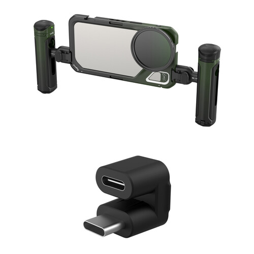 SmallRig x Brandon Li Special Mobile Video Cage Kit with Dual Handles, Basic Accessories, and Type-C to Type-C Audio Signal Adapter for iPhone 15 Pro Max