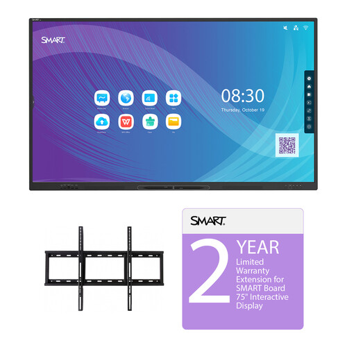 SMART Technologies GX175-V2 75" 4K Interactive Display with Wall Mount & 2-Year Extended Warranty Kit