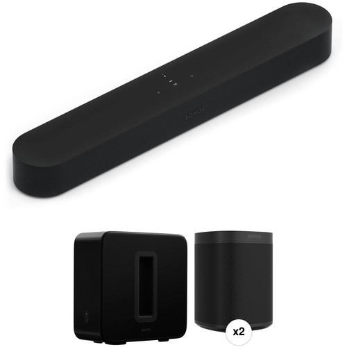 Sonos Beam Soundbar with 2 One SL Speakers and SUB Kit (Black)