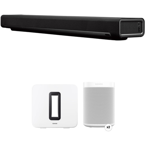Sonos PLAYBAR Wireless Soundbar, Wireless Speaker Pair, and Wireless Subwoofer Kit (White)