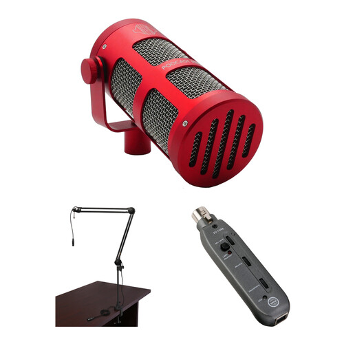 Sontronics PODCAST PRO Kit with Microphone, Boom-Arm & Audio Interface (Red)