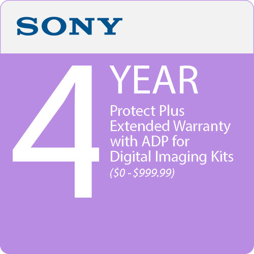 Sony 4-Year Protect Plus Extended Warranty with ADP for Digital Imaging Kits ($0 - $999.99)
