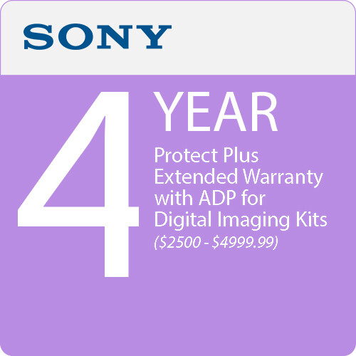 Sony 4-Year Protect Plus Extended Warranty with ADP for Digital Imaging Kits ($2500 - $4999.99)