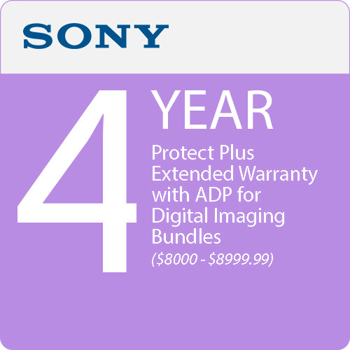 Sony 4-Year Protect Plus Extended Warranty with ADP for Digital Imaging Bundles ($8000 - $8999.99)